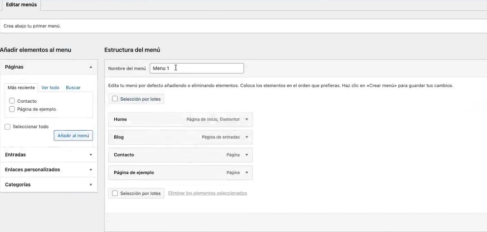 Menús en wordpress