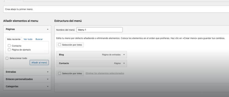 Menús en wordpress
