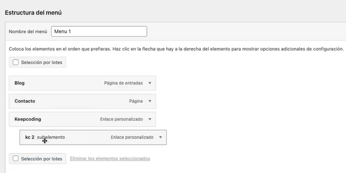 Menús en wordpress
