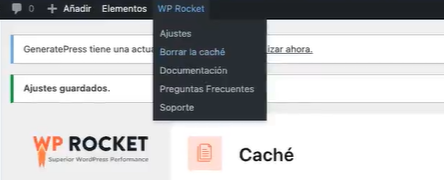 Opciones de caché y optimizar archivos en WP Rocket 3 caché y optimizar archivos en WP Rocket