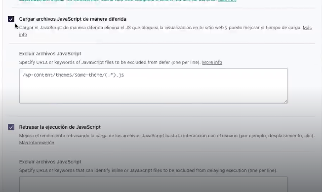 Opciones de caché y optimizar archivos en WP Rocket 7 caché y optimizar archivos en WP Rocket