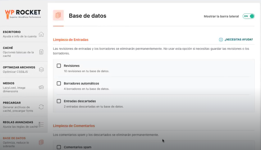 Reglas y bases de datos en WP Rocket 3 Reglas y bases de datos en WP Rocket