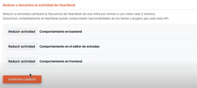 Heartbeat en WP Rocket