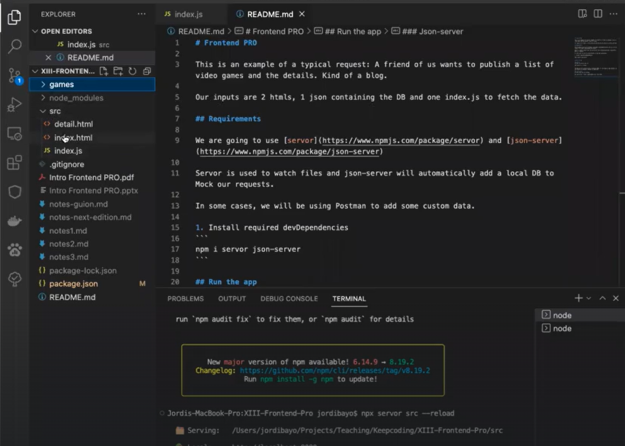 Ejercicio práctico: Estructura de un proyecto para frontend