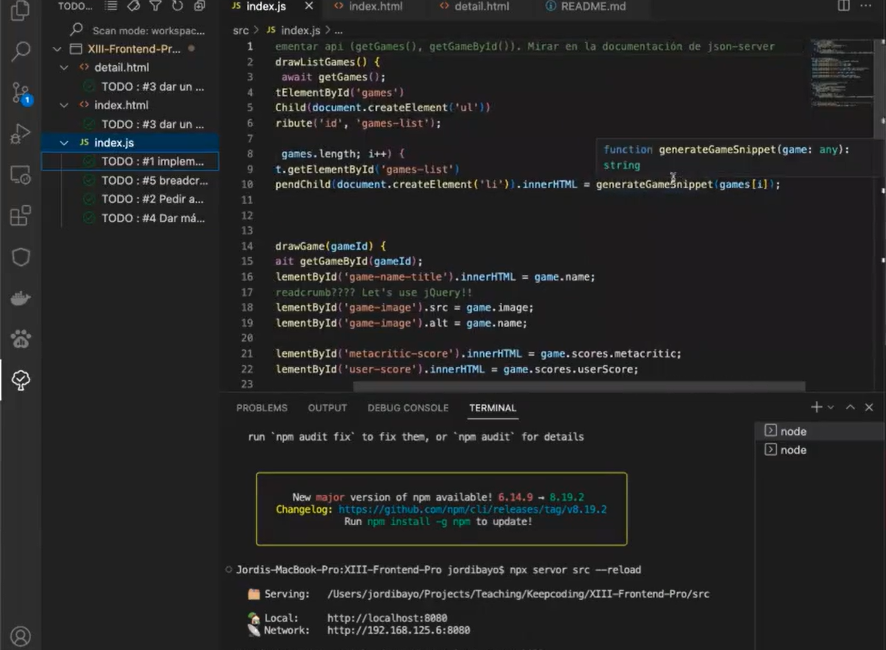 Ejercicio práctico: Estructura de un proyecto para frontend