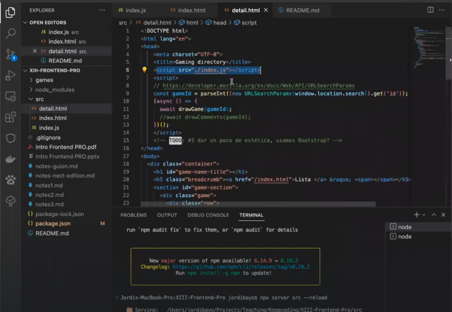 Ejercicio práctico: Estructura de un proyecto para frontend