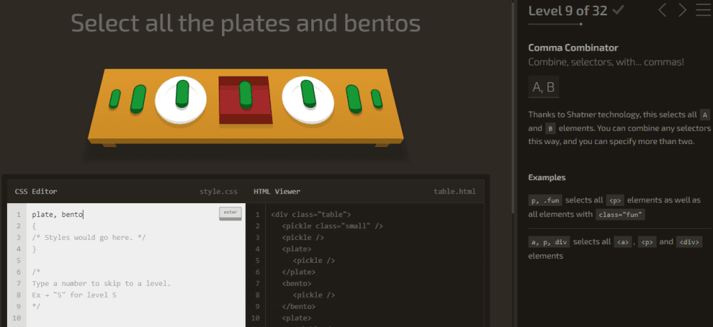 nivel 1 al 9 de CSS diner