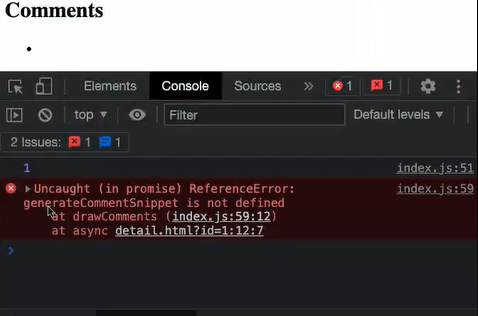 Ejercicio práctico: Ayuda para generateCommentSnippet