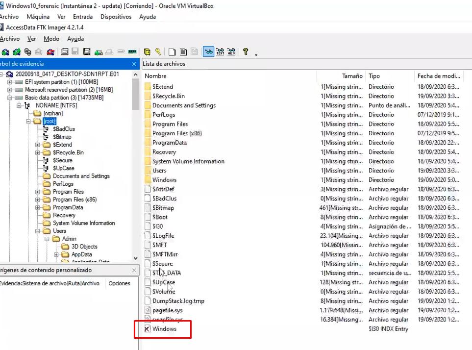Análisis de evidencia con FTK Imager 9 Análisis de evidencia con FTK Imager