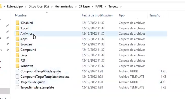 ¿Cómo extraer información con Kape (Use target)? 3 Extraer información con Kape