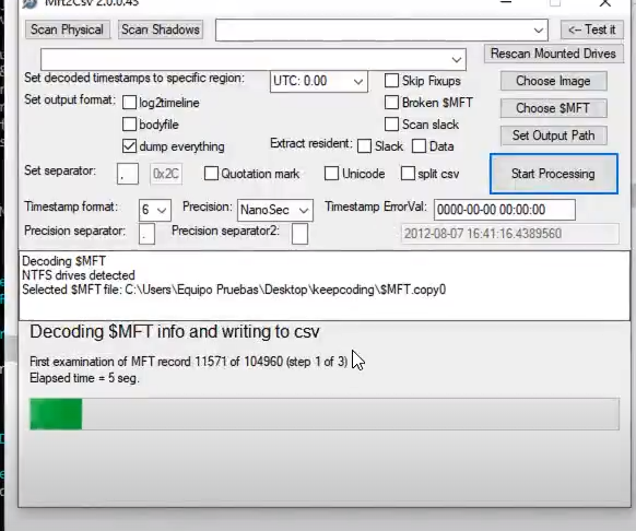 ¿Cómo funciona mft2csv? 6 mft2csv