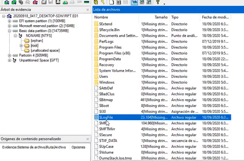fichero $LogFile