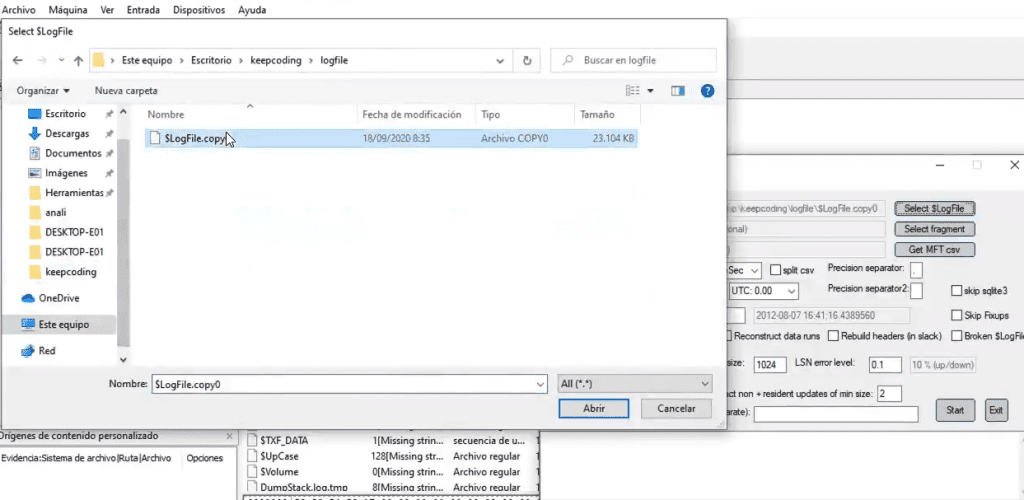 fichero $LogFile