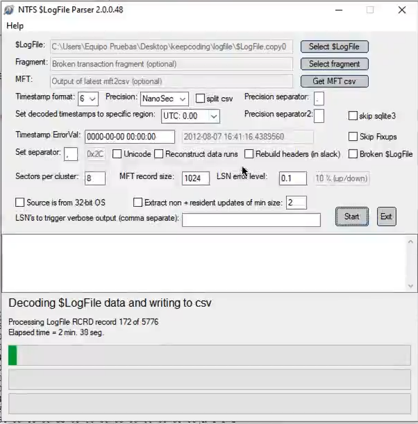 fichero $LogFile