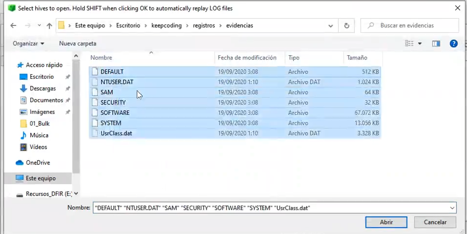 MRU en el registro de Windows