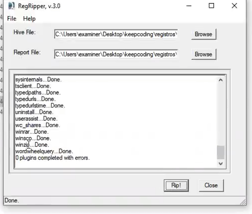 ¿Cómo funciona el RegRipper? 5 RegRipper
