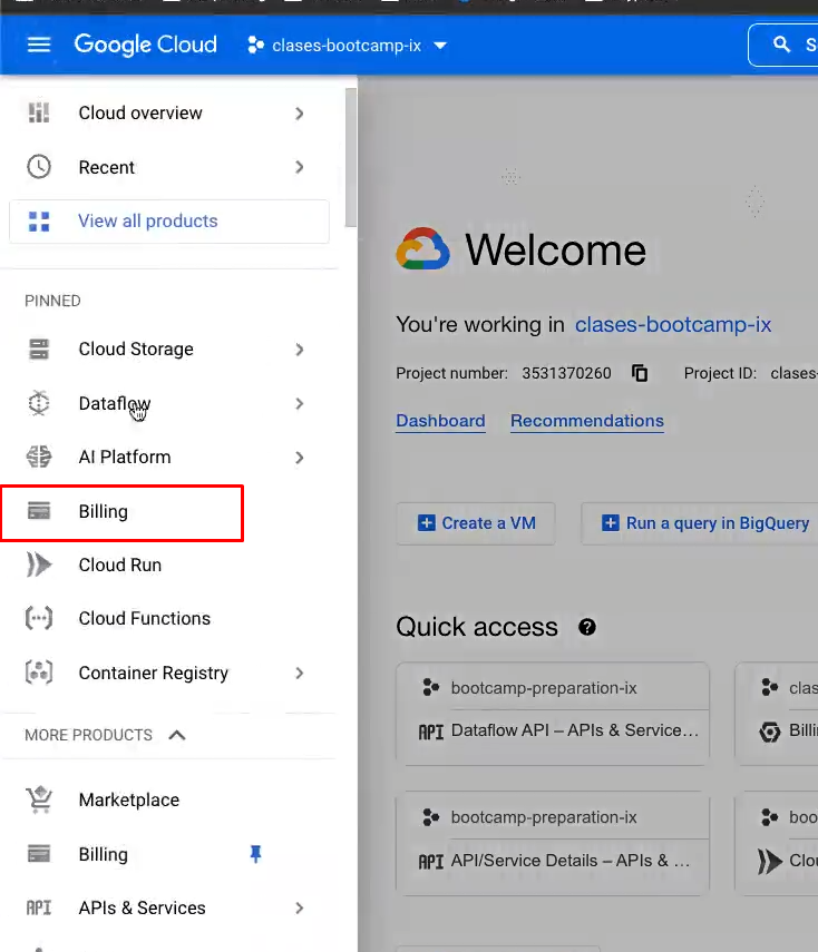 Crear un proyecto en google cloud