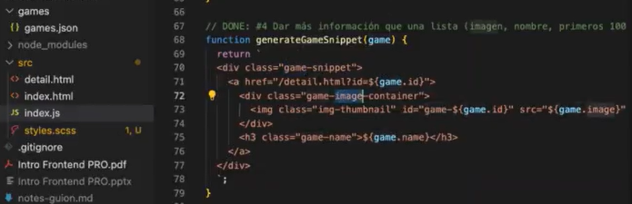 Crear un game-snippet en ejercicio práctico