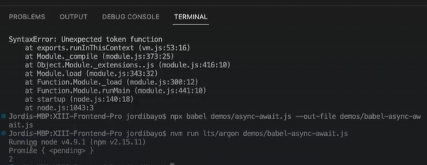 Ejercicio práctico: async await JS con Babel 1 async await JS con babel