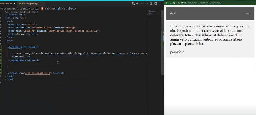 Ejercicio con la función collapsible