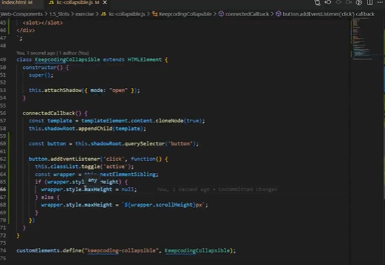 Ejercicio con función collapsible: Qué son los Slots