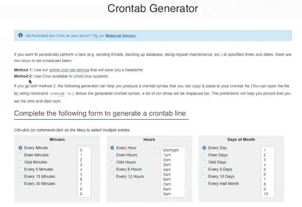 Configuración de un cron