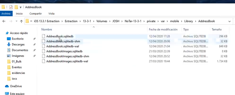 Análisis de contactos en un dispositivo iOS 3 Análisis de contactos en un dispositivo iOS