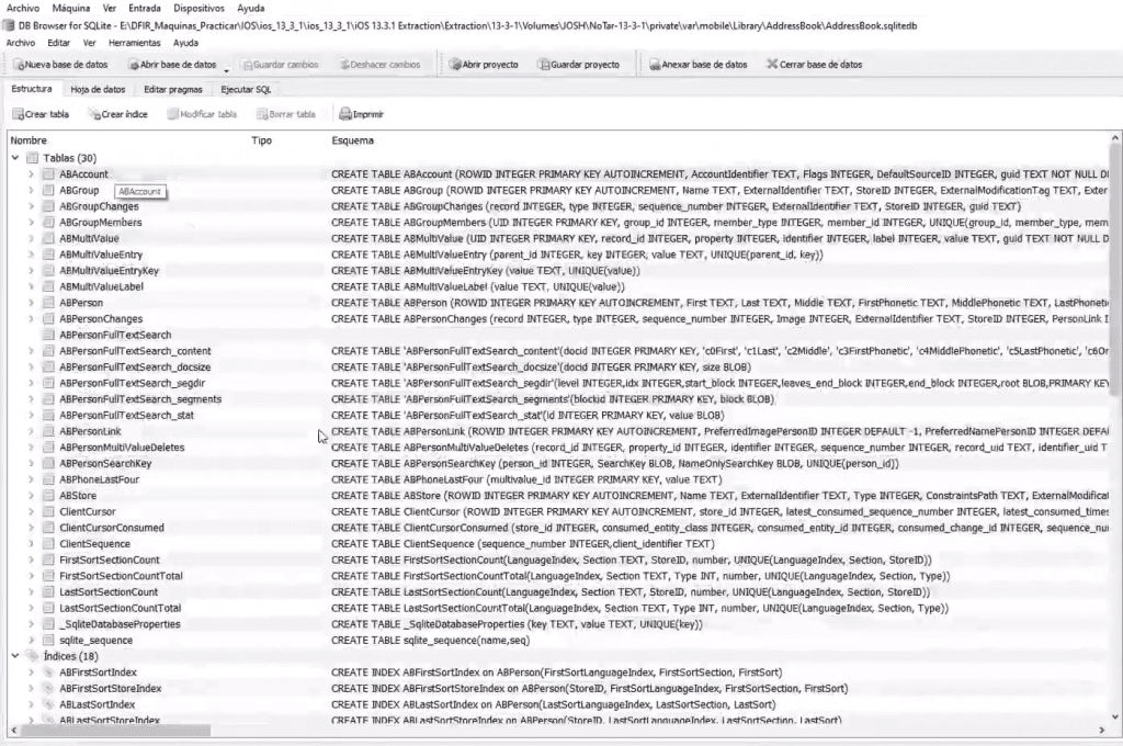 Análisis de contactos en un dispositivo iOS 1 Análisis de contactos en un dispositivo iOS