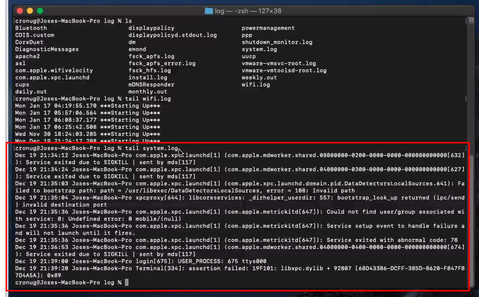 Localización de Logs en Apple 4 Logs en Apple