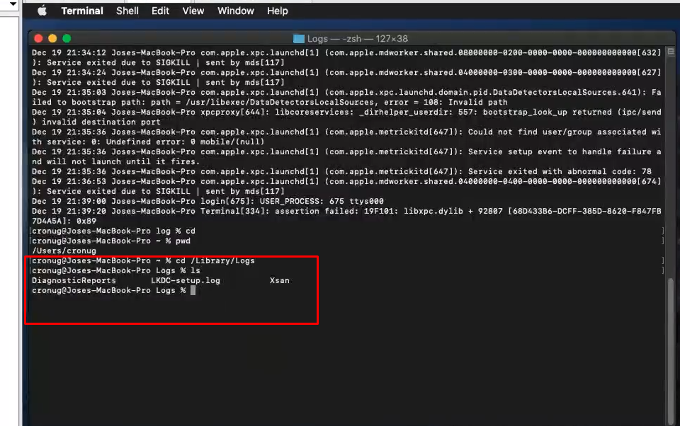 Localización de Logs en Apple 5 Logs en Apple