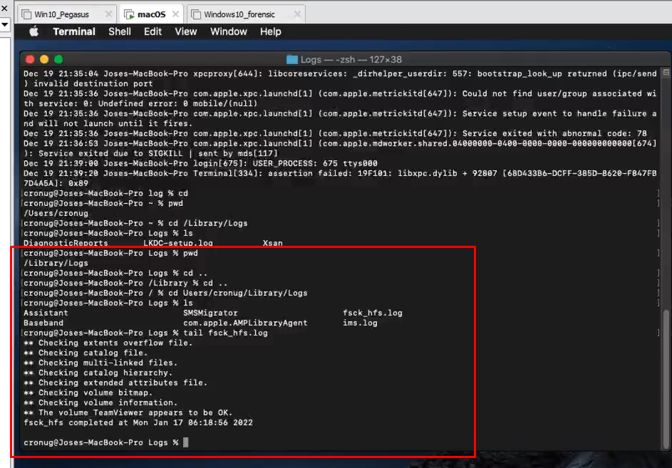 Localización de Logs en Apple 6 Logs en Apple