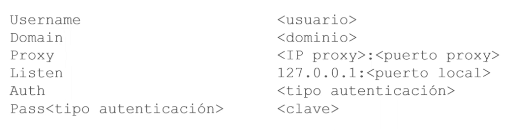 conexión mediante proxy con autenticación