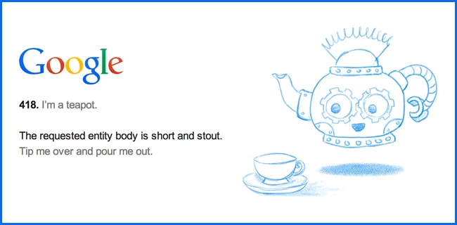 Error 418 «I'm a teapot», la broma del April's fool day 1 Error 418