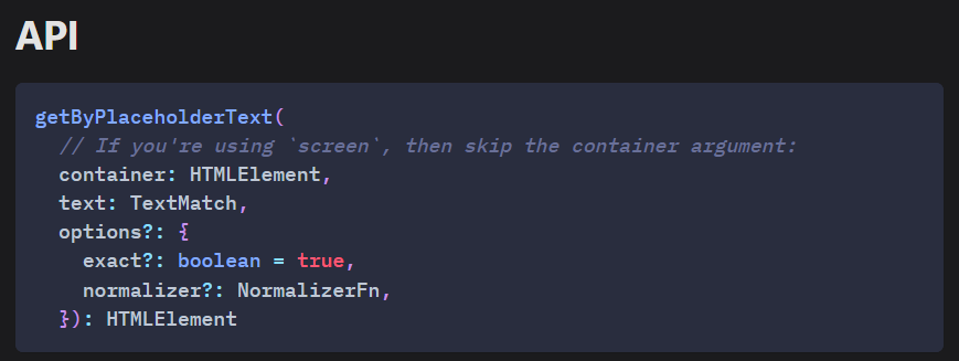 Comando ByPlaceholderText en React Testing Library 1 ByPlaceholderText en React testing library