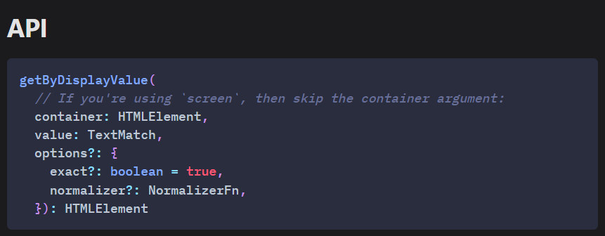 ByDisplayValue en React