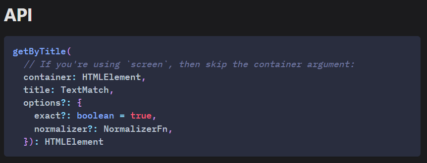 Comando ByTitle en React Testing Library 1 ByTitle en React