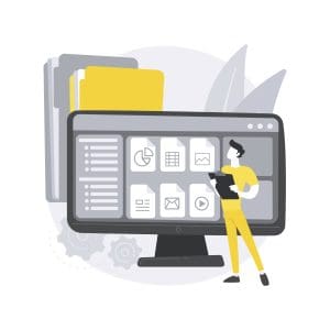 Document management soft abstract concept vector illustration. interacción de Python con el sistema de archivos