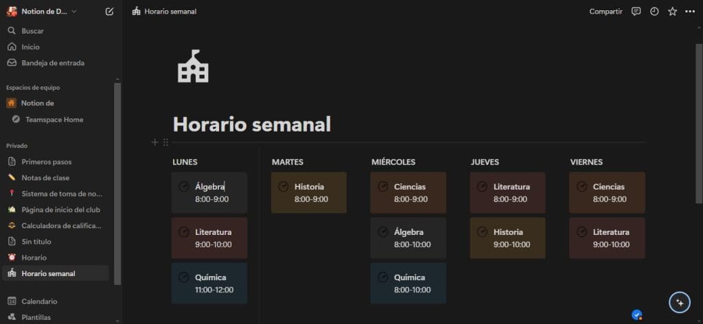 Cómo hacer un horario en Notion: planifica tus tareas y libera tiempo 2 hacer un horario en Notion