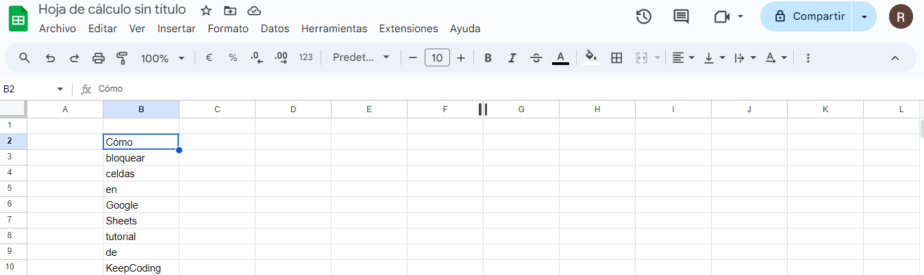 paso 1 cómo bloquear celdas en Google Sheets