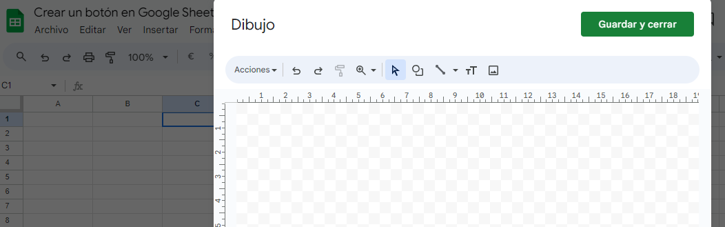 insertar dibujo crear un botón en google sheets
