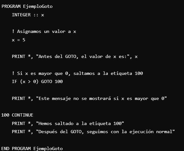 Instrucción goto: el terror previo a la programación estructurada 1 instrucción goto