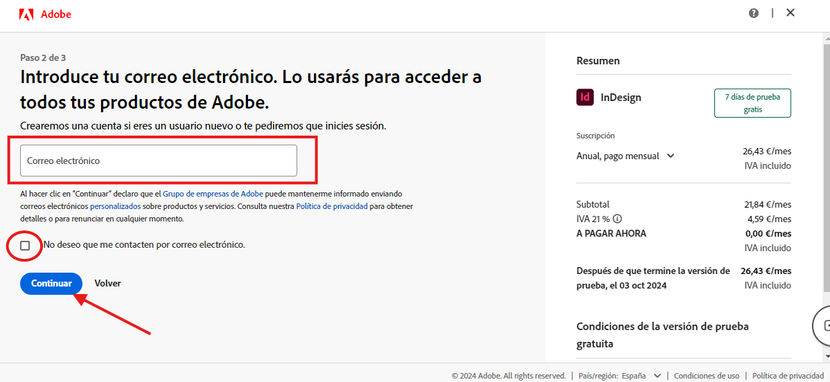 instalar indesign quinto paso