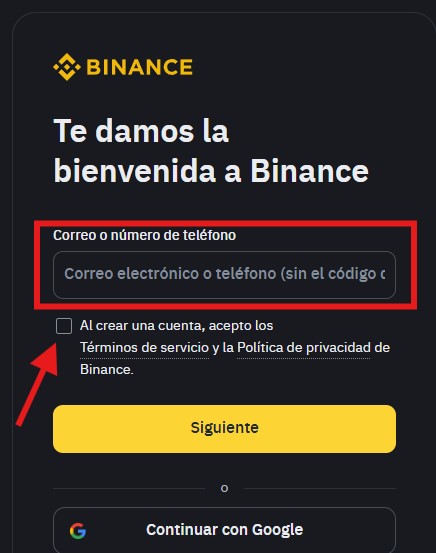 Binance crear cuenta Binance