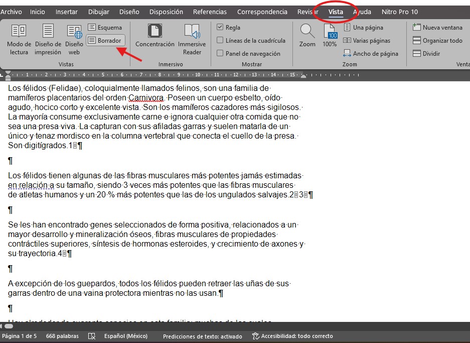 eliminar páginas en Word