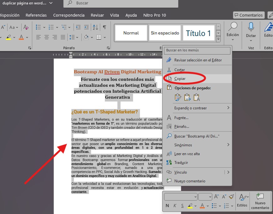 cómo duplicar una página en word copiar duplicar una página en Word