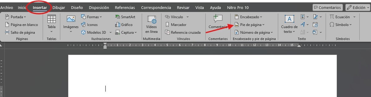 cómo poner pie de página en Word poner pie de página en Word
