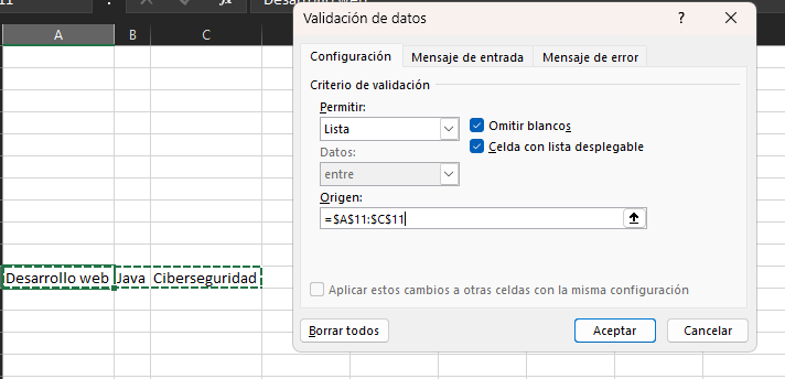 listas desplegables en excel