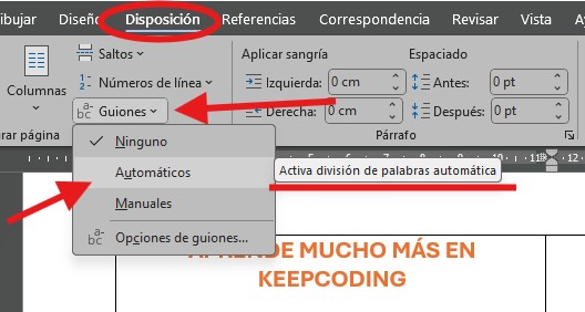 justificar un texto en word guiones justificar un texto en word