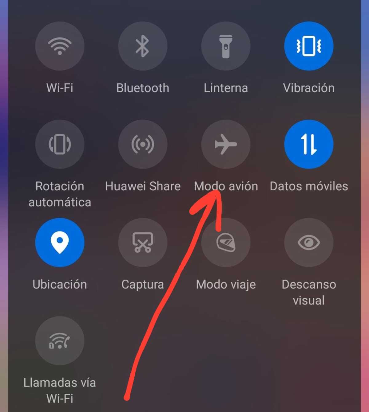 modo avión en el móvil