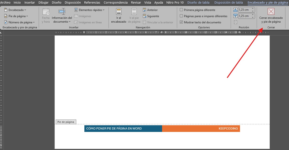 pie de página en word pasos poner pie de página en Word